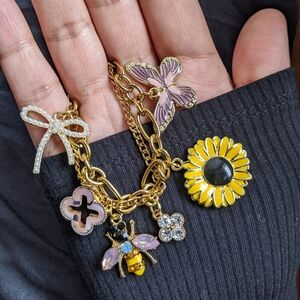 Handmade customizable Luxury charm toggle clasp bracelet.